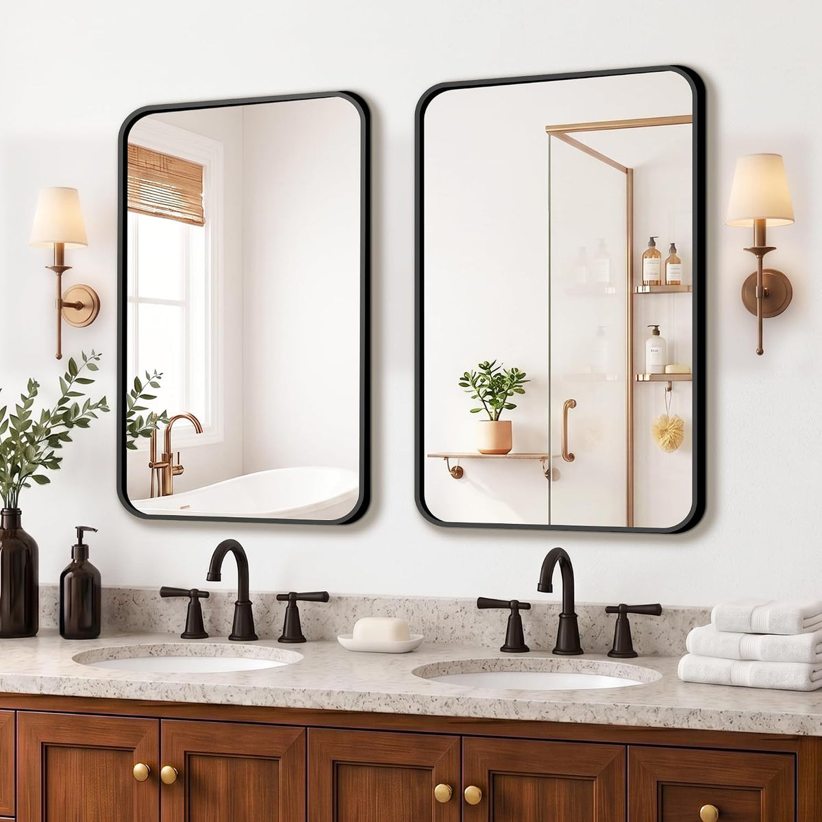 fictor bathroom mirror for over sink, 2 pack, main product view