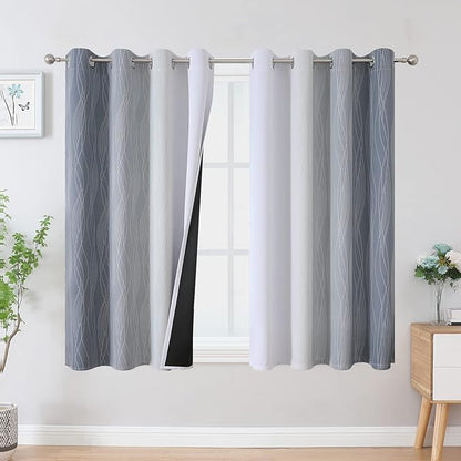 Estelar Textiler Grayish White and Grey Blackout Curtains by ESTELARTEXTILER