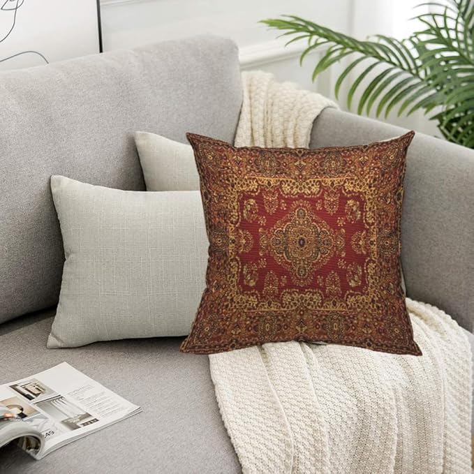TKS MITLAN Paisley Carpet Texture Decorative Pillow Covers Retro Boho Floral - Image 5