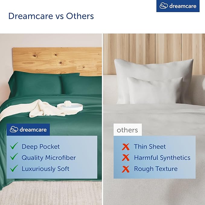 DREAMCARE Queen Sheet Set – 4 pcs Cooling Sheets – up to 21” Extra Deep Pocket - Image 8