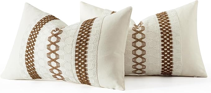 MIULEE Set of 2 Coco Brown Boho Decorative Lumbar Pillow Covers 12x20 Inch - Image 7