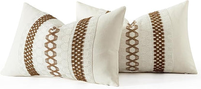 MIULEE Set of 2 Coco Brown Boho Decorative Lumbar Pillow Covers 12x20 Inch - Image 7