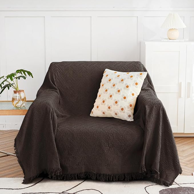 MYSKY HOME Couch Cover Sofa Covers Oversized Chair Cover Chocolate Geometrical by MYSKYHOME