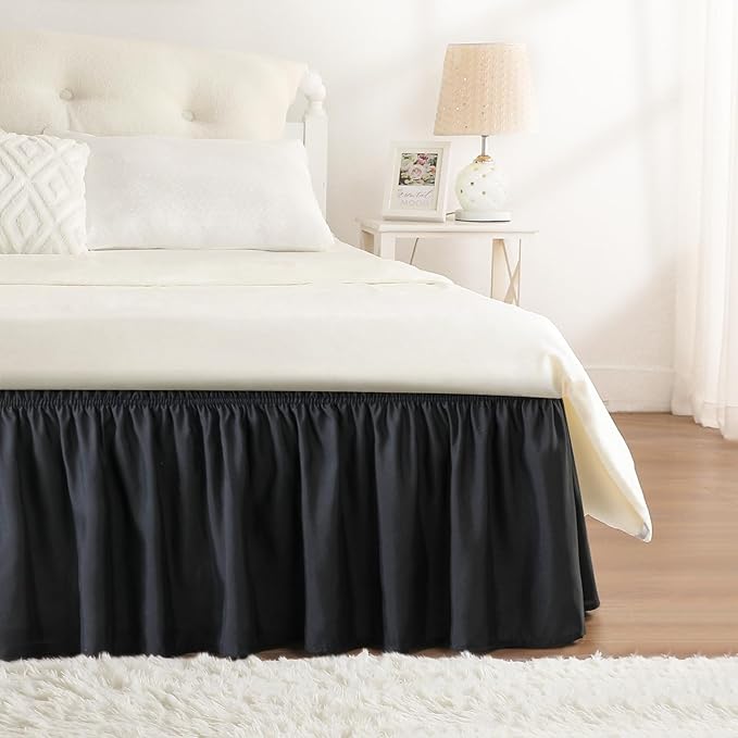 RIMELA Bed Skirt Wrap Around Elastic Dust Ruffles Solid Color Wrinkle and Fade by RIMELABedSkirt