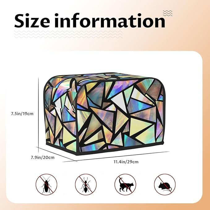 Iridescent Bright Colorful Pretty 2 Slice Toaster Cover, Waterproof Toaster - Image 5