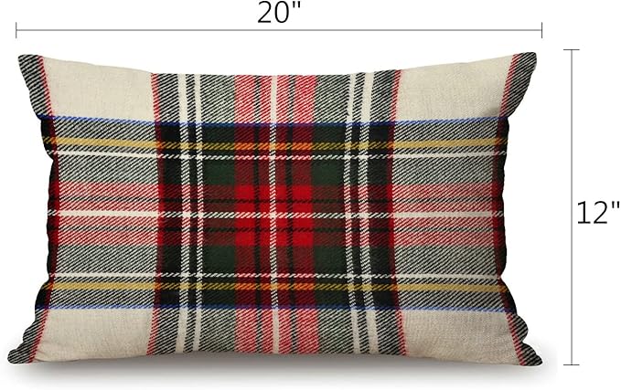 Solekla Pillow Covers Plaid 12" x 20" Farmhouse Rustic Décor Lumbar Pillow - Image 2