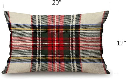 Solekla Pillow Covers Plaid 12" x 20" Farmhouse Rustic Décor Lumbar Pillow - Image 2