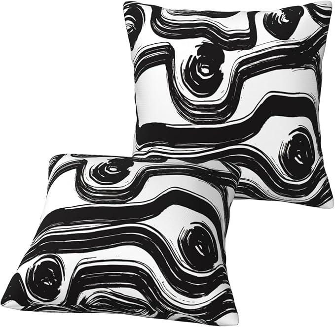 Black and White Striped Throw Pillow Covers 18x18 in Set of 2 Decorative Modern - Image 2