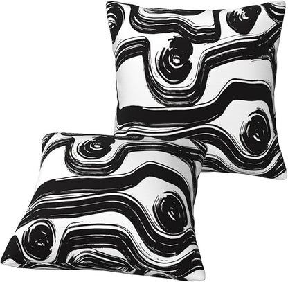 Black and White Striped Throw Pillow Covers 18x18 in Set of 2 Decorative Modern - Image 2