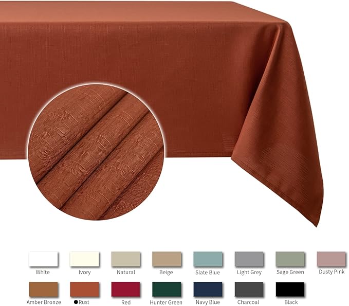 maxmill Linen Looking Square Tablecloth Waterproof Spillproof Wrinkle Resistant - Image 4