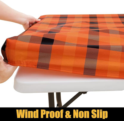 Smiry Rectangle Picnic Table Cloth, Elastic Waterproof Fitted Vinyl Tablecloths - Image 2