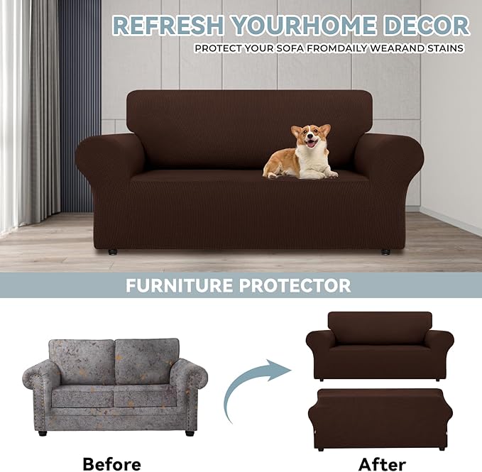 LURKA Stretch Loveseat Sofa Slipcovers 1 Piece Couch Covers - Image 3