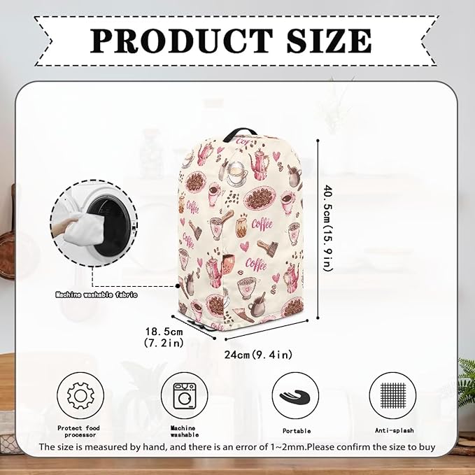 Pink Coffee Blender Cover for Kitchen Stand Mixer Food Processor Coffee Maker - Image 6
