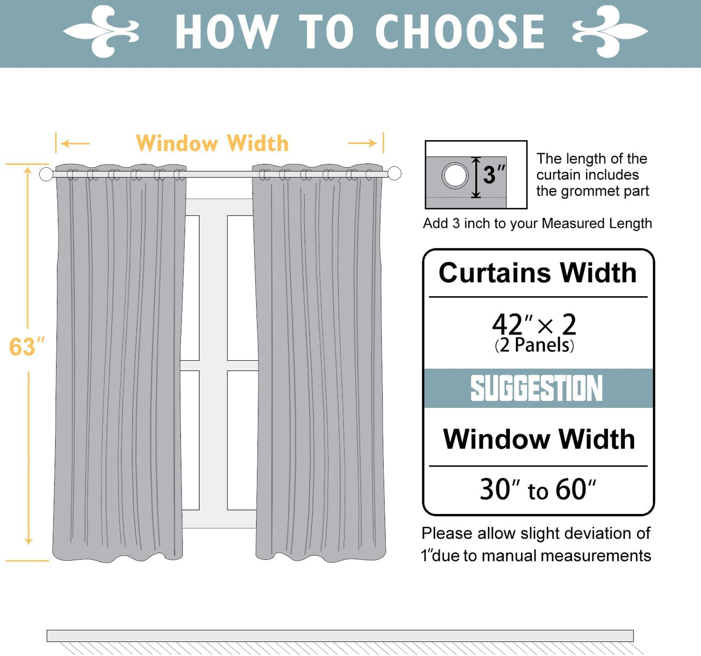 ChrisDowa Grommet Blackout Curtains for Bedroom and Living Room - 2 Panels Set Thermal Insulated Room Darkening Curtains (Dark Grey, 42 x 63 Inch)