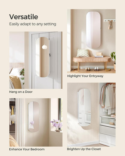 songmics jewelry organizer, led jewelry cabinet, wall/door mounted, front angle view
