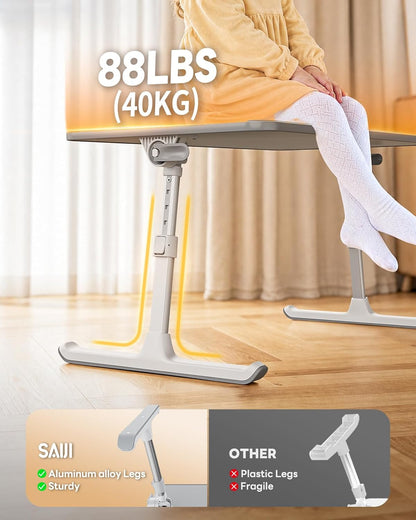 saiji non-slip leather laptop bed tray table,lap desk, close-up detail