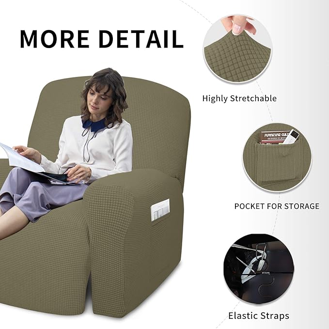Easy-Going 4 Pieces Oversized Recliner Stretch Sofa Slipcover Sofa Cover - Image 4