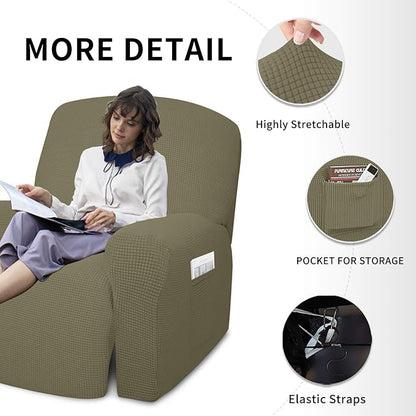 Easy-Going 4 Pieces Oversized Recliner Stretch Sofa Slipcover Sofa Cover - Image 4