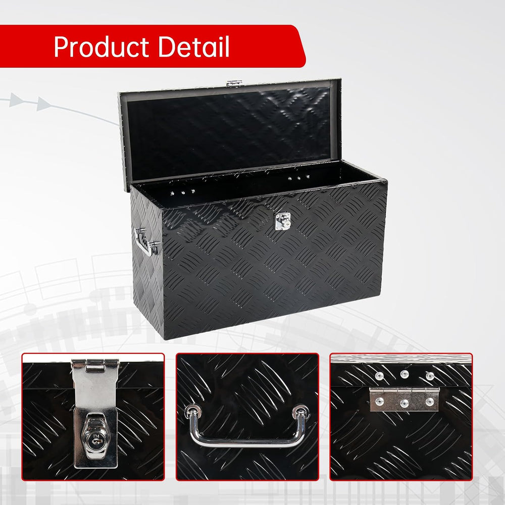 24'' Inch Stripes Plated ATV UTV Aluminum Tool Box Truck Bed