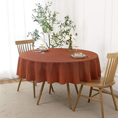 maxmill Round Slubby Textured Tablecloth Spill-Proof Wrinkle Free Soft Jacquard by maxmill