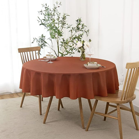 maxmill Round Slubby Textured Tablecloth Spill-Proof Wrinkle Free Soft Jacquard by maxmill