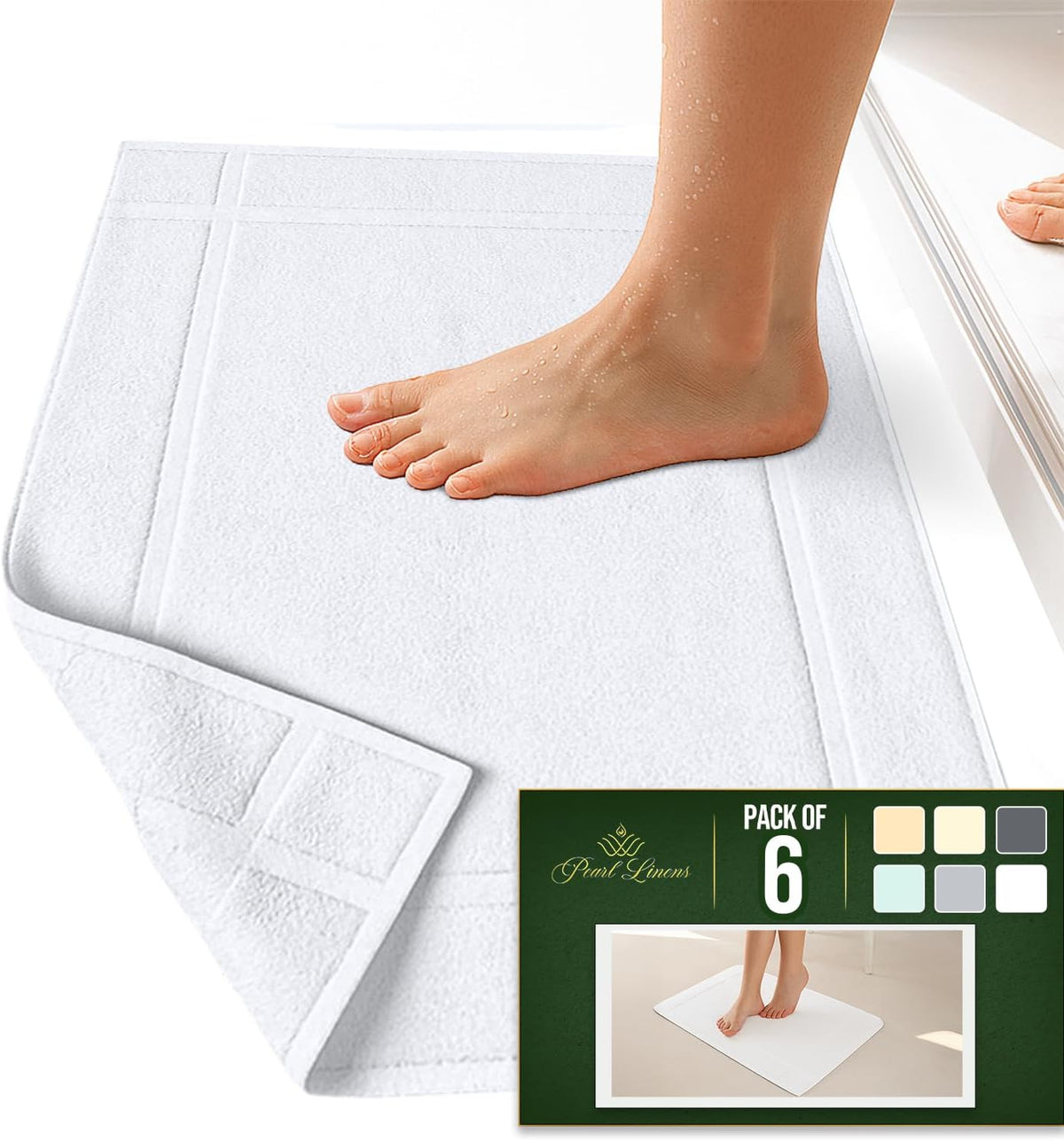 pearl linens 6 pack cotton bath mats for shown in use