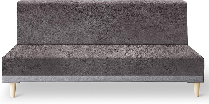 molasofa Leather Like Stretch Futon Slipcover Armless Futon Bed Sofa Cover by Molasofa