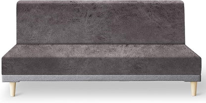molasofa Leather Like Stretch Futon Slipcover Armless Futon Bed Sofa Cover by Molasofa