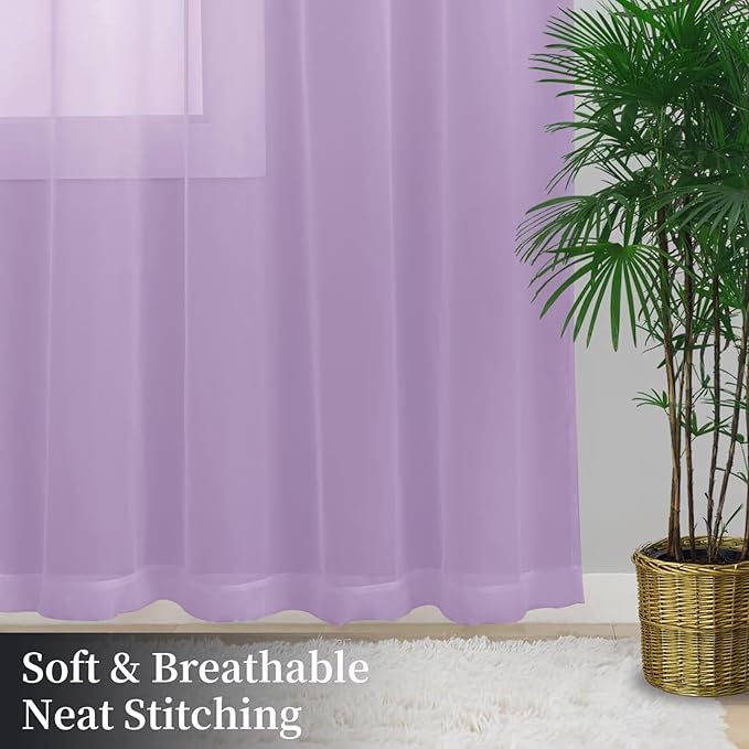 Sheer Curtains 54 Inches Long 2 Panels, Rod Pocket Short Curtain - Image 8