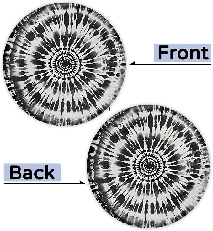 Black White Tie Dye Round Chair Cushions - Image 6