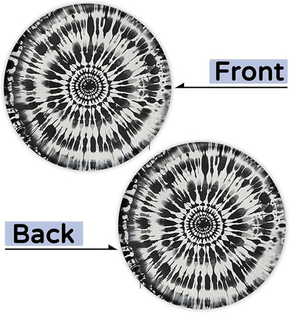 Black White Tie Dye Round Chair Cushions - Image 6
