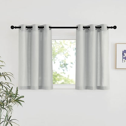 NICETOWN Gray Linen Kitchen Window Curtains Over Sink, Grommet Thick Linen Gray by NICETOWN