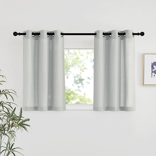 NICETOWN Gray Linen Kitchen Window Curtains Over Sink, Grommet Thick Linen Gray by NICETOWN