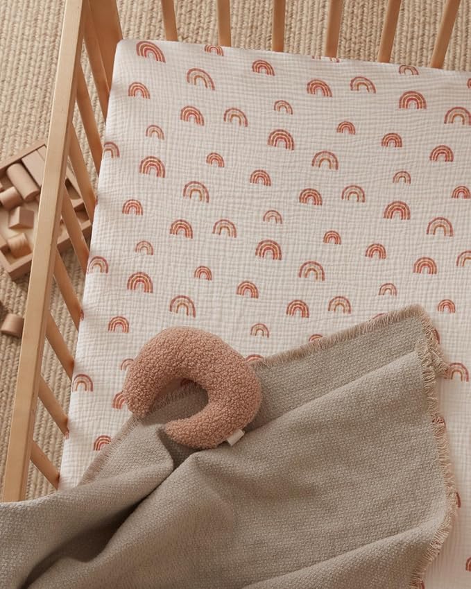 Blissful Diary Muslin Mini Crib Sheets, Pack and Play Mattress Sheets Fitted - Image 8