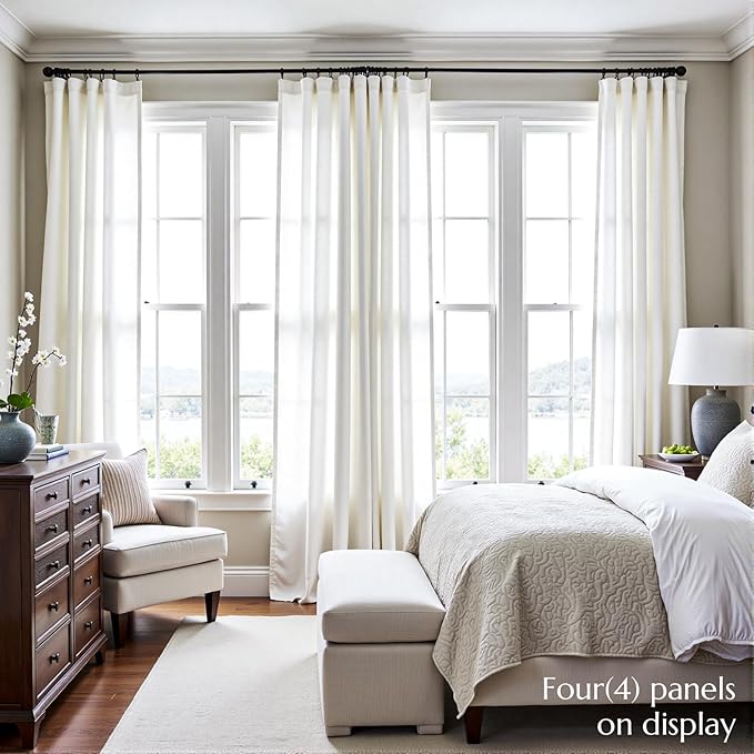jinchan Linen Blend Curtains 84 inch Length 2 Panels - Image 4