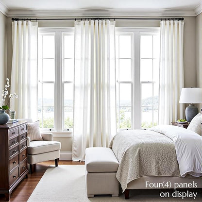 jinchan Linen Blend Curtains 90 inch Length 2 Panels - Image 4