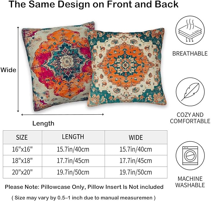 Throw Pillow Covers 18x18 Set of 4 | Decorative Cushion Cases - Image 5