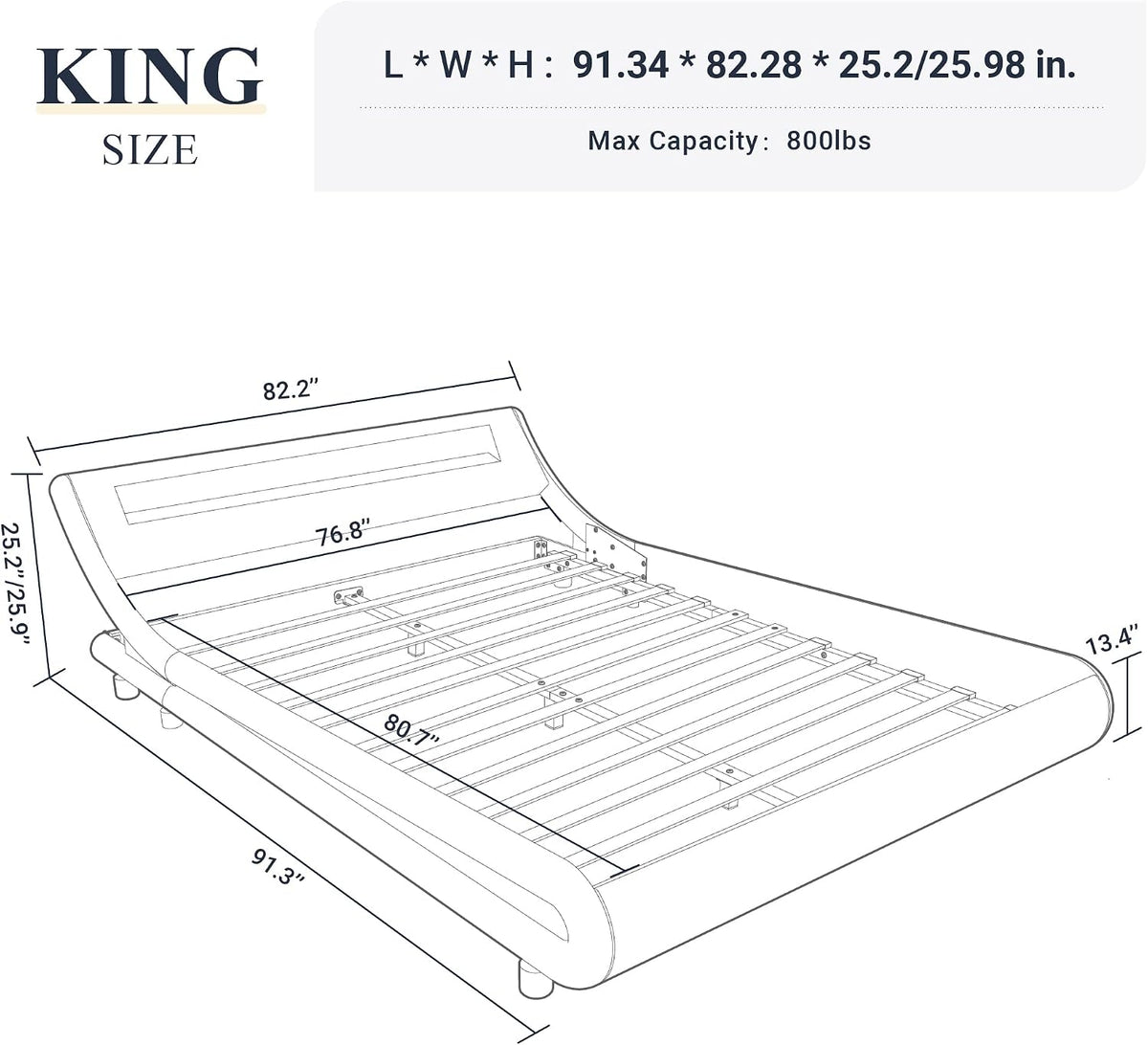 allewie king size led platform bed frame with shown in use