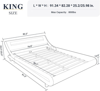 allewie king size led platform bed frame with shown in use