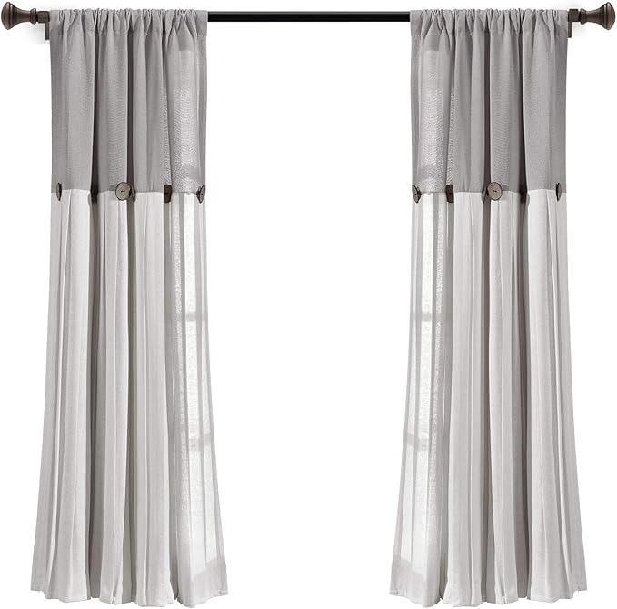 Lush Decor Linen Button Window Curtain Panel, 15.8" W x 24.8" L, Bedroom & - Image 7