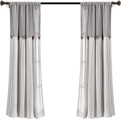 Lush Decor Linen Button Window Curtain Panel, 15.8" W x 24.8" L, Bedroom & - Image 7