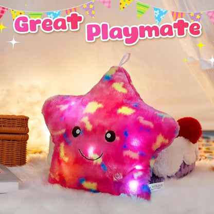WEWILL 13'' Pink Light up Twinkle Star Glowing LED Night Light Plush Toy - Image 2