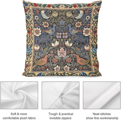 William Morris Floral Original Throw Pillow Covers Boho Chic Retro Floral Bird - Image 7