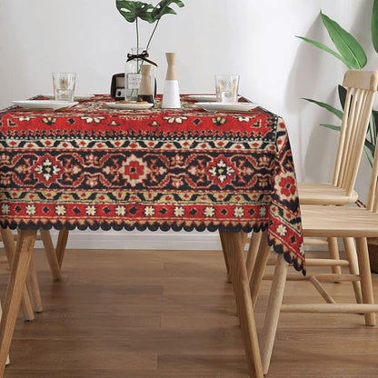 Royal Red Moroccan Tablecloth Old Red Persian Carpet Texture Abstract Table - Image 4
