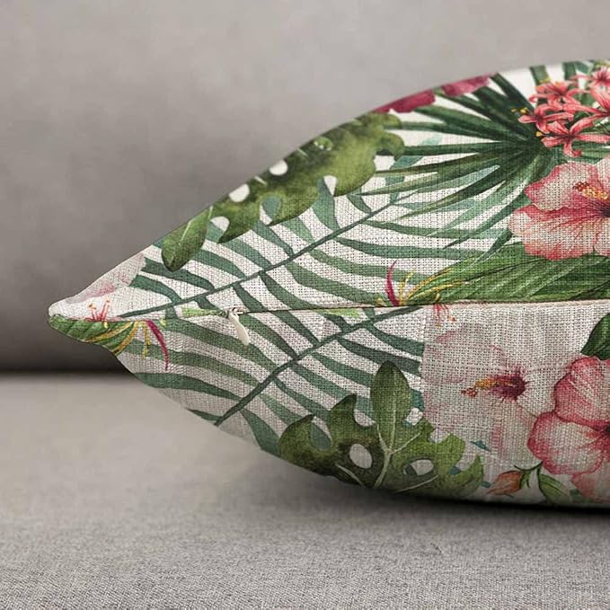 TKS MITLAN Tropical Flower Throw Pillow Case Cushion Cover Watercolor Summer - Image 3