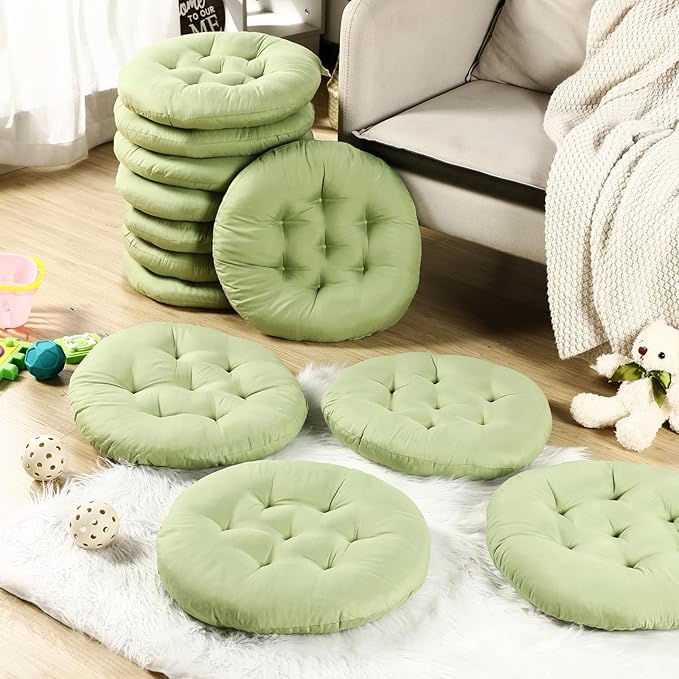 Fumete 12 Pcs Floor Pillows Cushions Seating 16 x 16 Inches Color Round Seat - Image 4