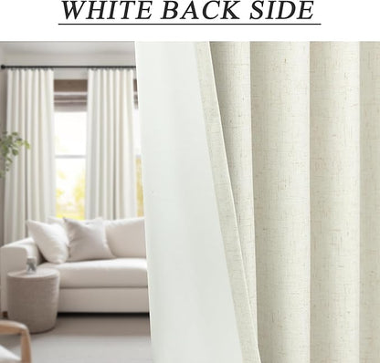 100 Inch Curtains Complete Blackout Linen Curtains - Image 7