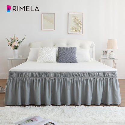 RIMELA Light Grey Bed Skirt Queen Size 16 Inch Drop, Elastic Bed Skirting - Image 6