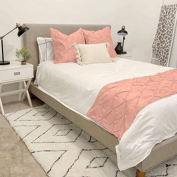 Bed Runner Set - 100% Pure Cotton 800 Thread Count - Luxury 1 Pinch Pleated Bed by Unknown
