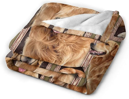 Golden Retriever Blanket Golden Retriever Throw Blanket Flannel Stuff Merch - Image 2